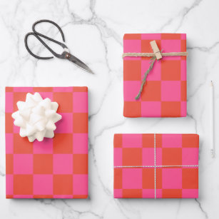 Prüfpappe Prüfmuster in Rosa und Orange  Geschenkpapier Set