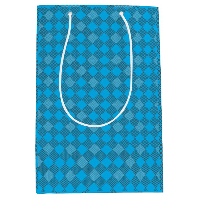 Prüfpatches Muster 01 w Lblue BG Mittlere Geschenktüte (Vorderseite)