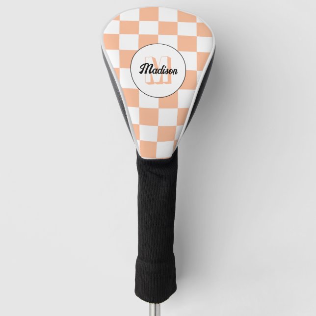 Prüfpfirsichweißes geometrisches Retrogramm Golf Headcover (Vorderseite)