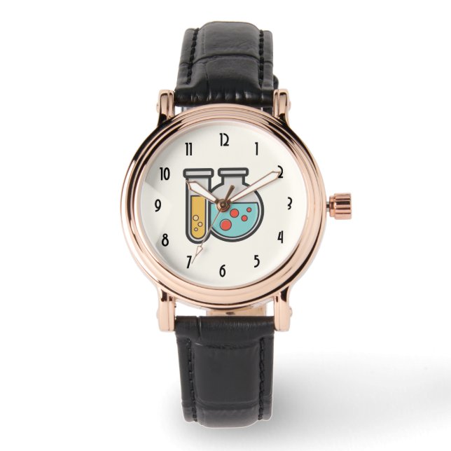 Prüfrohr und Beaker für die Chemie Armbanduhr (Vorderseite)