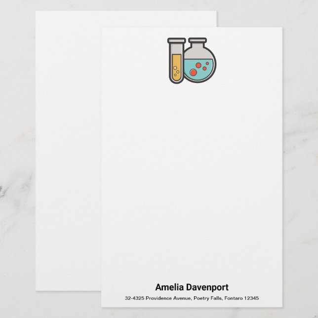 Prüfrohr und Beaker für die Chemie Briefpapier (Vorne/Hinten)
