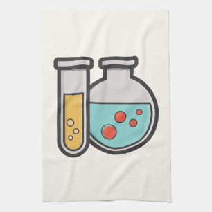 Prüfrohr und Beaker für die Chemie Geschirrtuch