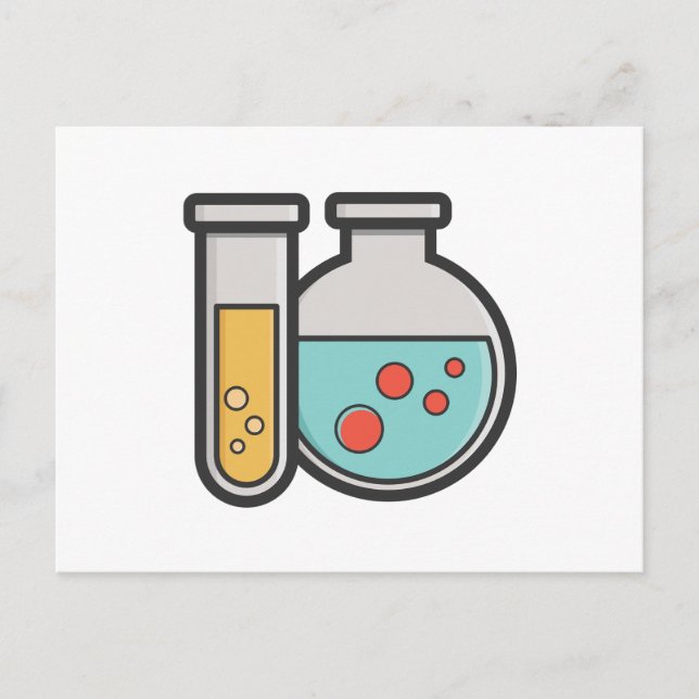 Prüfrohr und Beaker für die Chemie Postkarte (Vorderseite)