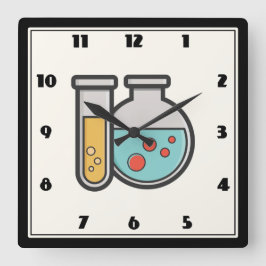 Prüfrohr und Beaker für die Chemie Quadratische Wanduhr