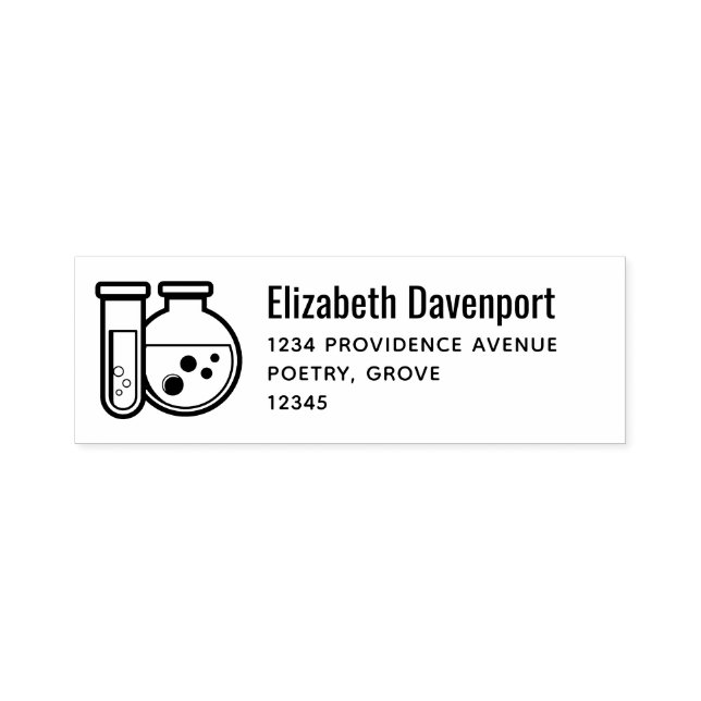 Prüfröhre und Becheradresse für Chemie Permastempel (Design)