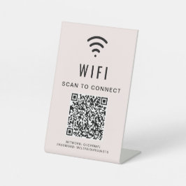 Prüfung des QR-Codes für Wifi auf rosa Verbindung Sockelschild