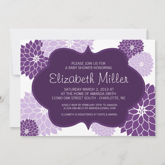Prune et invitation pourpre lilas nuptiale ou de (Devant)