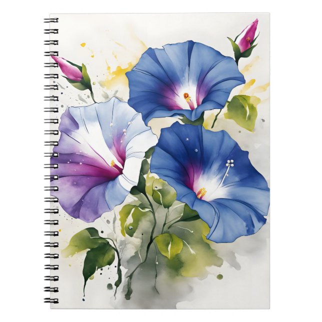 Prunkwinde - Aquarellblumen Notizblock (Vorderseite)