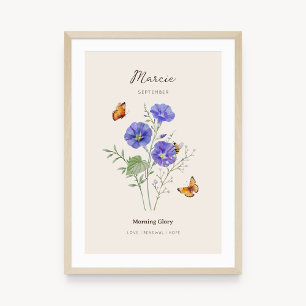 Prunkwinde-Geburtsmonats-Blumenposter Poster