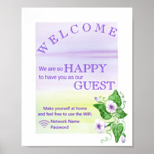 Prunkwinden-Blumen Willkommen Gast Wifi Passwort Poster