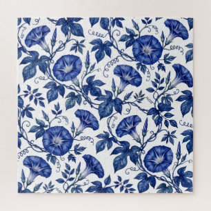 Prunkwinden Kobaltblau Weiß Delft-Stil