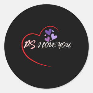 Ps Ich liebe dich lila Herz Valentinstag Liebe Runder Aufkleber