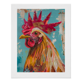 PS Nature Designs, buntes BoHo-Rooster-Poster Poster