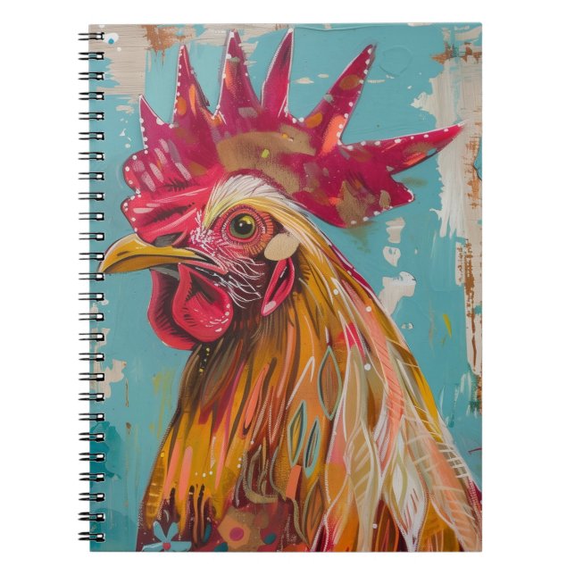 PS Nature Designs, Schönes BoHo-Rooster-Notebook Notizblock (Vorderseite)