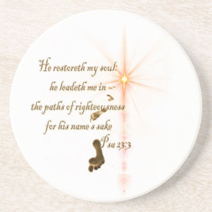 Psa 23.3 Der Herr ist mein Schäfer Sandstein Untersetzer