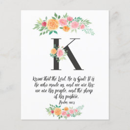 Psalm 100:3, Letter K, Aquarellschrift-Karte