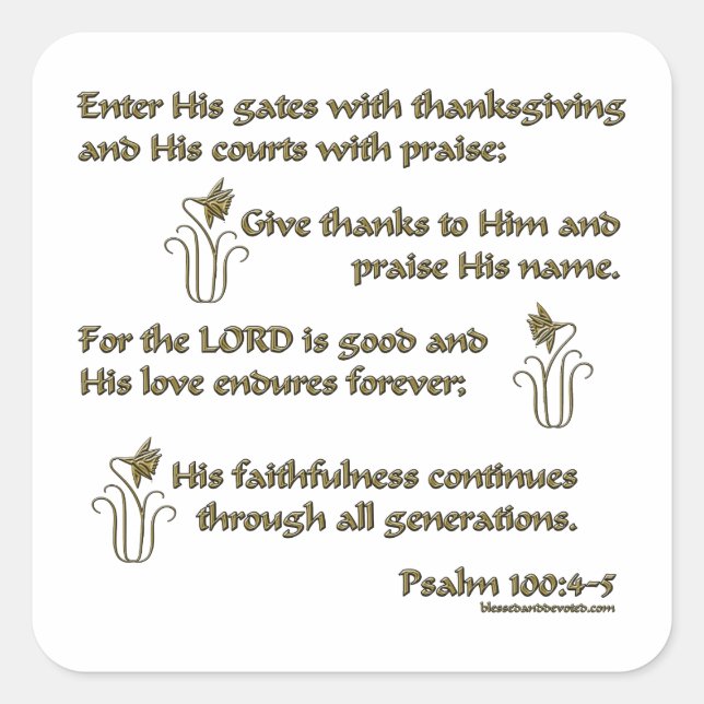 Psalm-100:4 - 5 quadratischer aufkleber (Vorderseite)