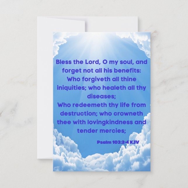Psalm 103:2-4 KJV Bibelschrift Pic Begrüßung Karte (Vorderseite)