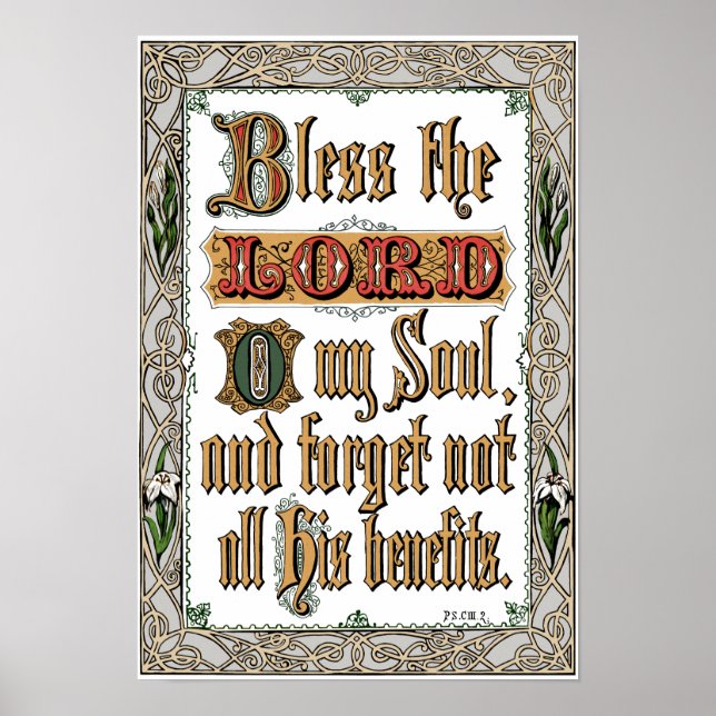 Psalm 103:2 Viktorianisches Schriftenposter Poster (Vorne)
