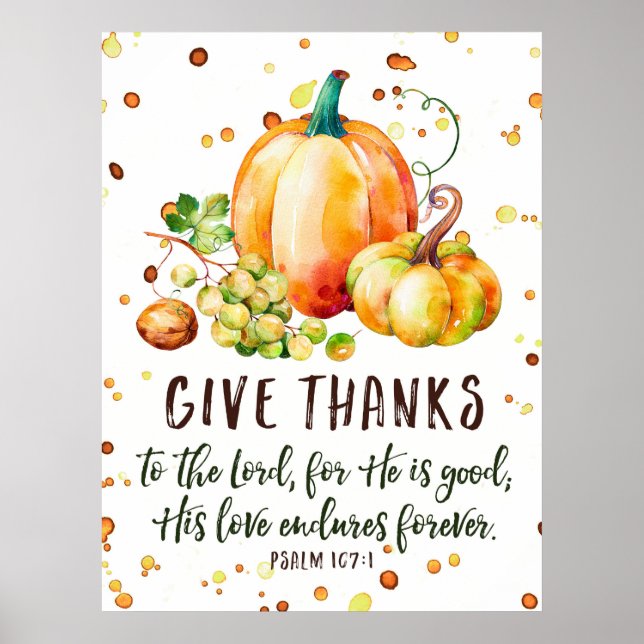 Psalm 107:1, Danke Fall Poster (Vorne)