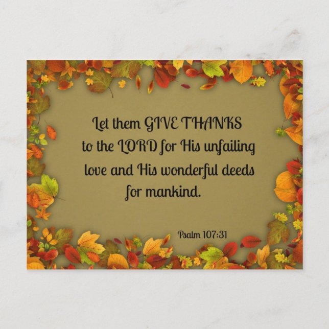 Psalm-107:31 ließ sie Dank des Lords geben… Postkarte (Vorderseite)