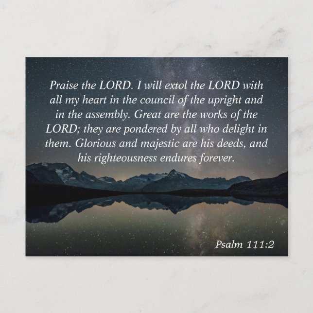 Psalm 111:2 Bibelverse Lob für den Lord Nature Sky Postkarte (Vorderseite)