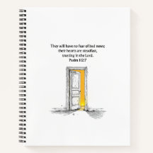 Psalm 112:7 Bible Verse Christian Journal Notebook