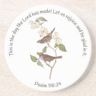 Psalm 118:24 Bibelvers und Sperlingspaar Getränkeuntersetzer