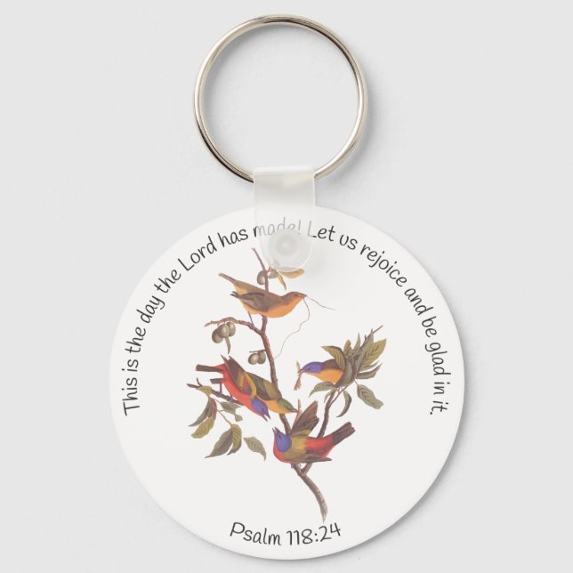 Psalm 118:24 Bibelverse und gemalte Jagdvögel Schlüsselanhänger (Vorderseite)