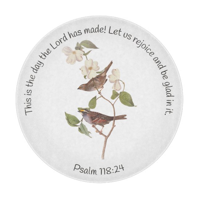 Psalm 118:24 Bibelverse und Sparrow-Paar Schneidebrett (Vorderseite)