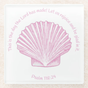 Psalm 118:24 Dies ist der Tag mit Muschel Glasuntersetzer