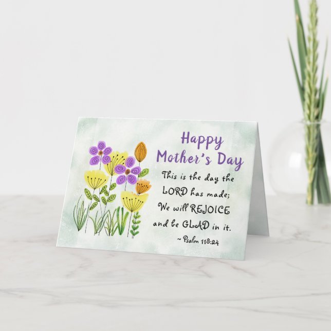 Psalm 118:24 Inspirational Floral Mother's Day Karte (Vorderseite)