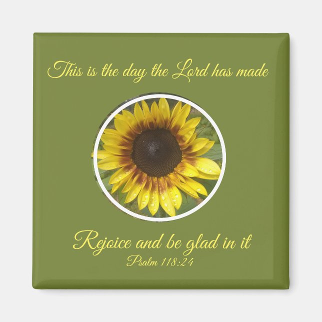 Psalm 118:24-Schrift Sonnenblume Magnet (Vorne)