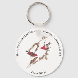 Psalm 118:24 und Drei Rote Vögel Schlüsselanhänger