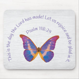 Psalm 118:24 und Wasserfarbenschmetterling Mousepad