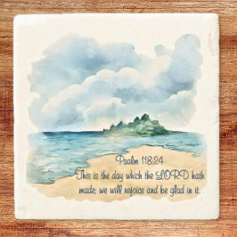 Psalm 118 A Day to Rejoice Clouds and Beach Scene Steinuntersetzer
