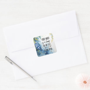Psalm 119:105 Christlicher Bibelvers auf Bild Quadratischer Aufkleber