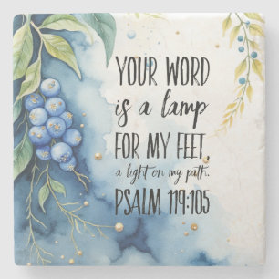 Psalm 119:105 Christlicher Bibelvers auf Bild Steinuntersetzer