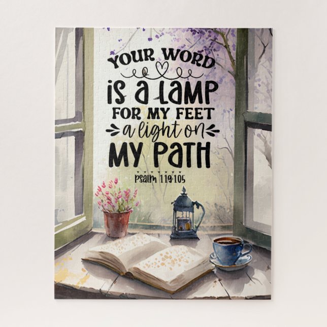 Psalm 119:105 Ihr Wort ist eine Lampe Bibel Verse (Vertikal)