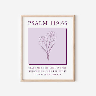 Psalm 119:66 Moderne Christliche Iris-Blume Poster