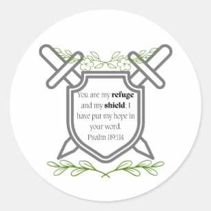 Psalm 119 Zuflucht und Schild Runder Aufkleber