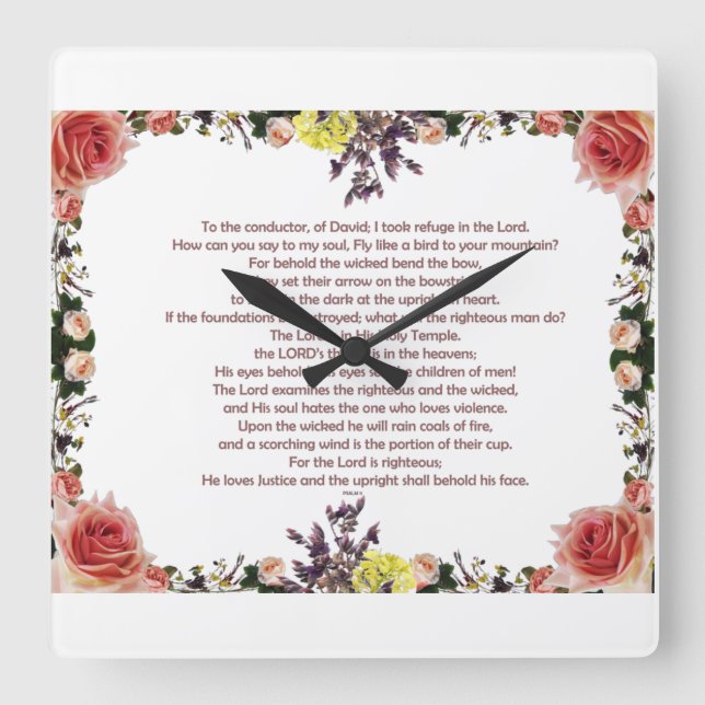 Psalm 11, Für den Dirigenten, von David; Quadratische Wanduhr (Vorderseite)