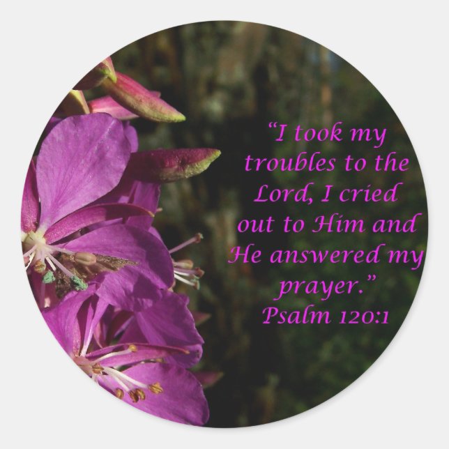 Psalm 120:1 Schöner Aufkleber für Lila Blume (Vorderseite)