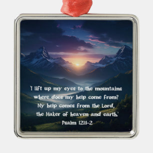 Psalm 121:1-2 Bergsonnenaufgang Christlicher Glaub Ornament Aus Metall
