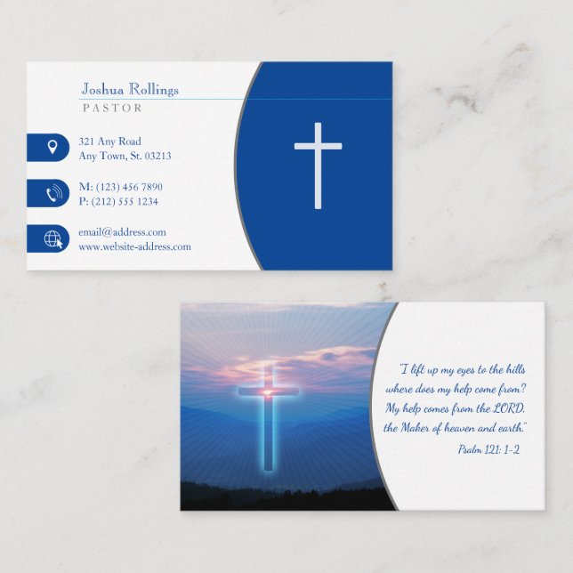 Psalm 121; 1-2 | Christlich Inspiration Visitenkarte (Vorne/Hinten)