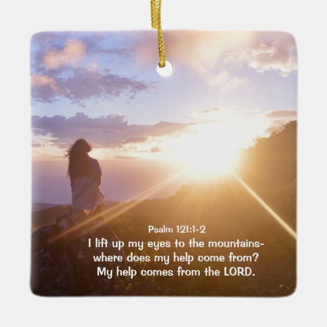 Psalm 121:1-2 Meine Hilfe kommt vom Herrn Keramikornament (Vorderseite)