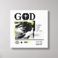 Psalm 121:2 Neon-Lime Auge Gottes CRT-Glitch-Art