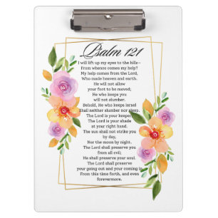 Psalm 121 Geometrischer Rahmen für Blumen Klemmbrett