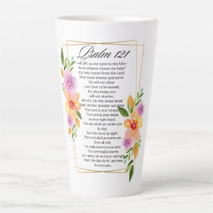Psalm 121 Geometrischer Rahmen für Blumen Milchtasse
