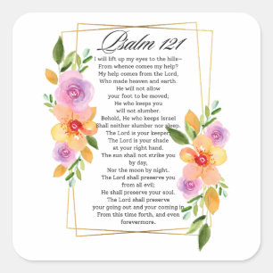Psalm 121 Geometrischer Rahmen für Blumen Quadratischer Aufkleber
